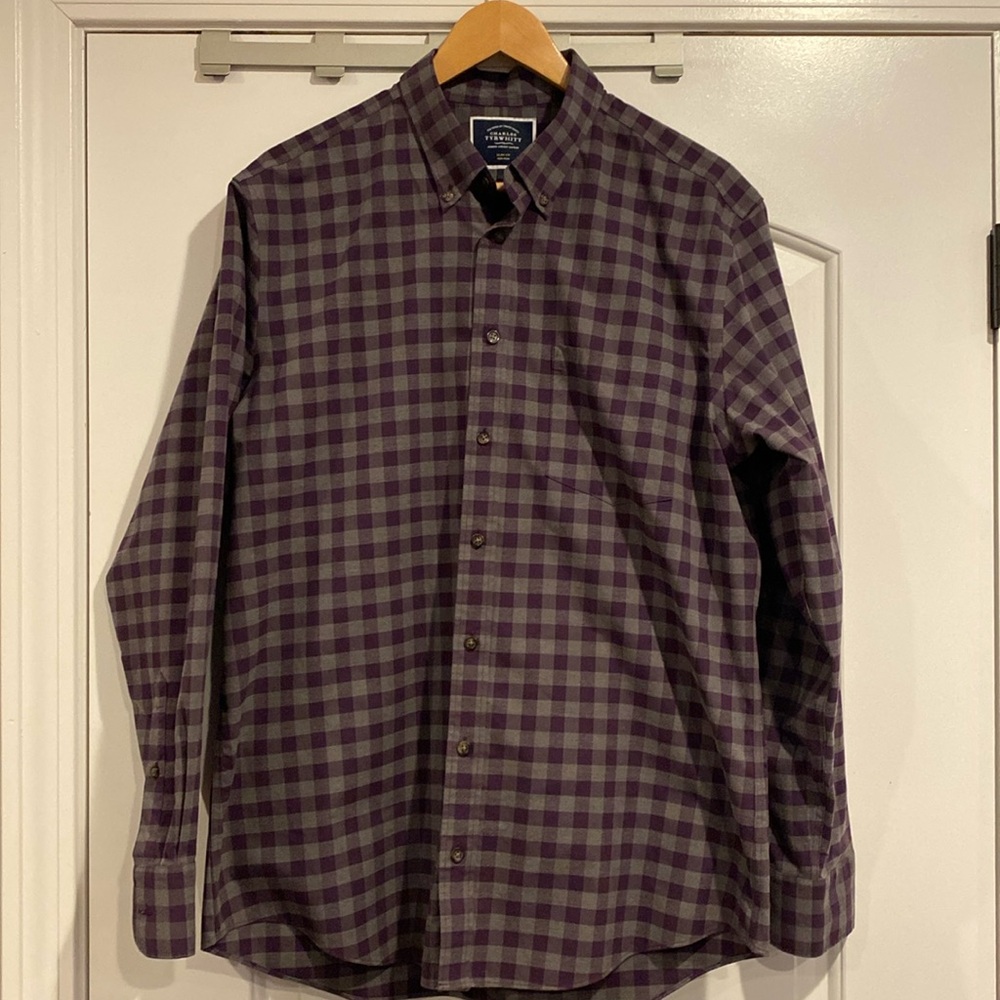 Charles Tyrwhitt Button-Down Collar Non-Iron Twill Check Shirt